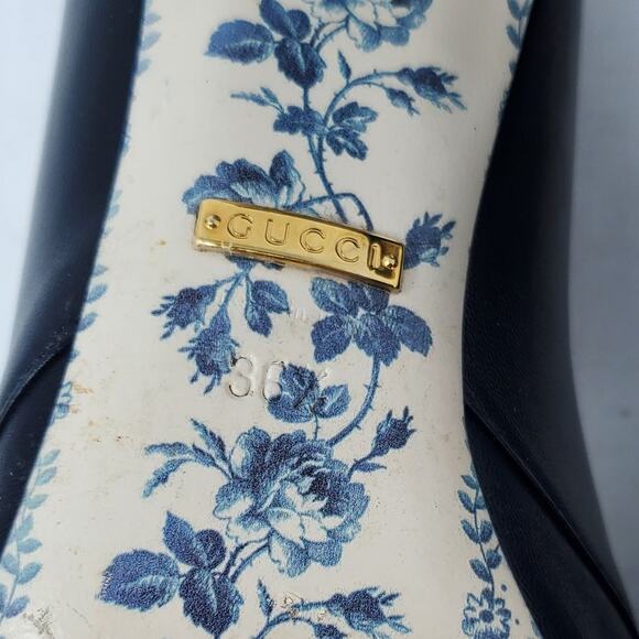 Gucci GG Marmont Victoire Pumps Interlock Leather Black 525333 Size 36.5 US 6.5 - Picture 10 of 13